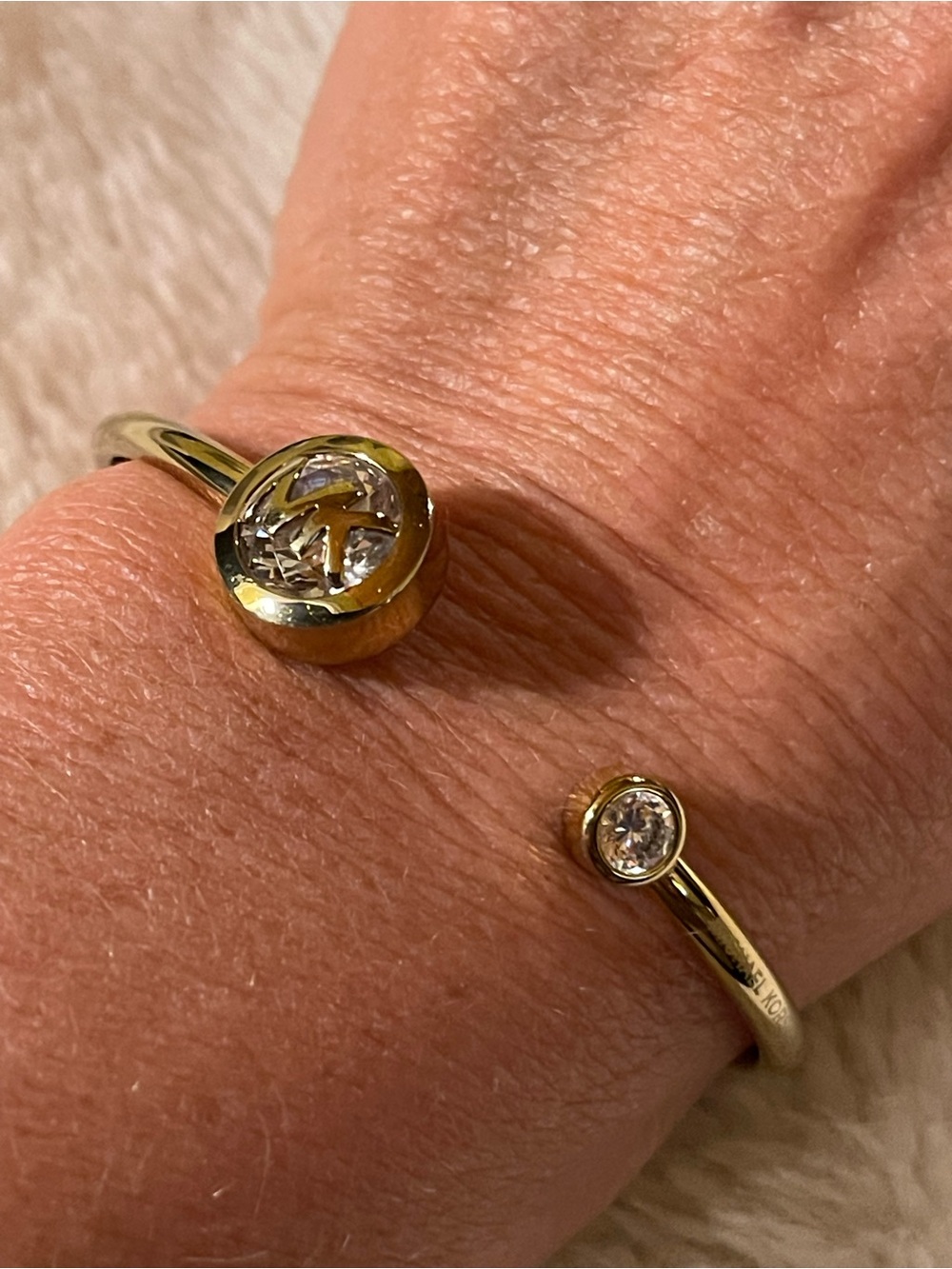 Michael Kors Gold-Tone Open Cuff Bracelet with Crystal Ends